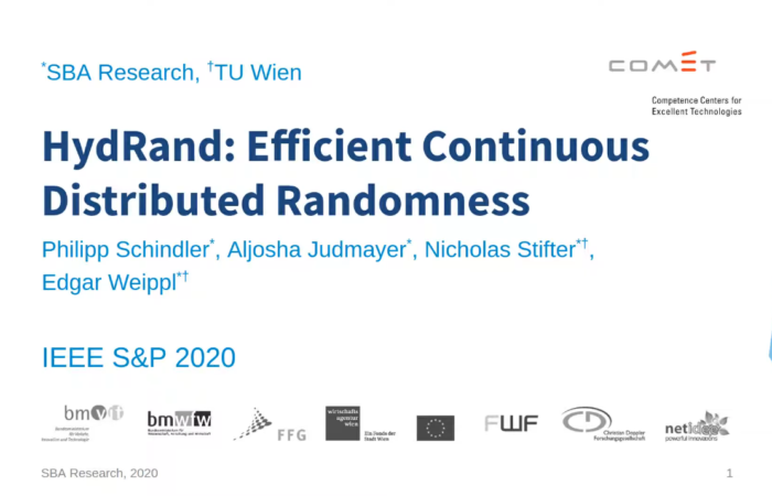 HydRand: Efficient Continuous Distributed Randomness Paper accepted at IEEE S&P 2020 Conference