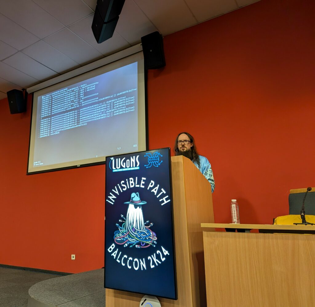 Man holding presentation on stage